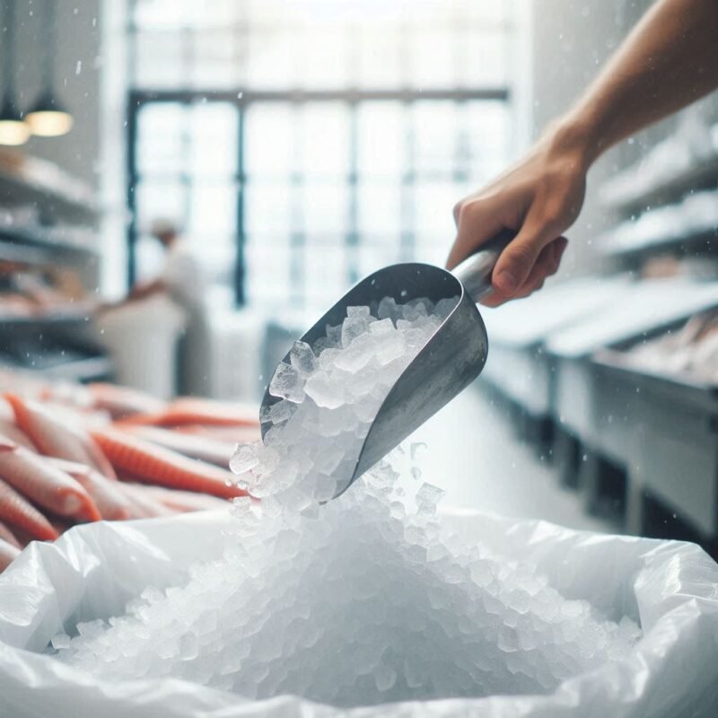 Livraison glace pilée et glace paillettes pour poissonneries, sur Paris et île-de-France