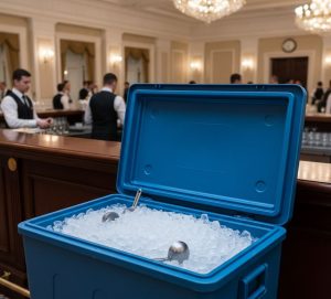 Solution de stockage isotherme professionnelle pour conserver les glaçons durant toute la durée d'un événement.