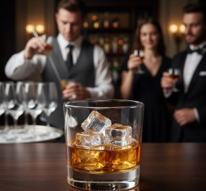 Glaçons en cubes de qualité supérieure pour le service des boissons et spiritueux en réception traiteur.