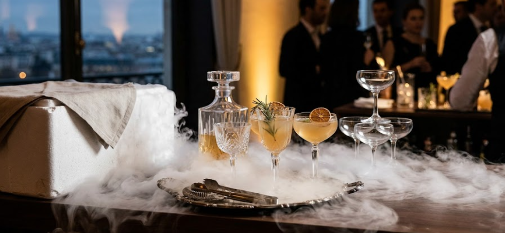 Effet de fumée avec glace carbonique pour une réception