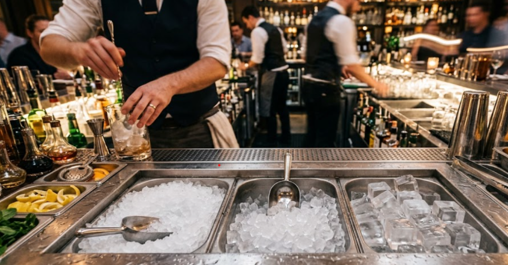 Organisation de la glace pour un bar