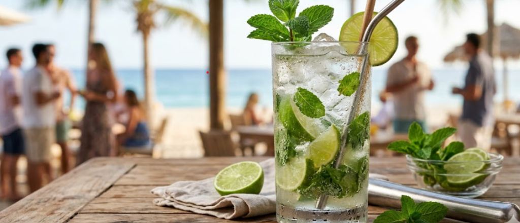 Verre des glaçons pour mojito