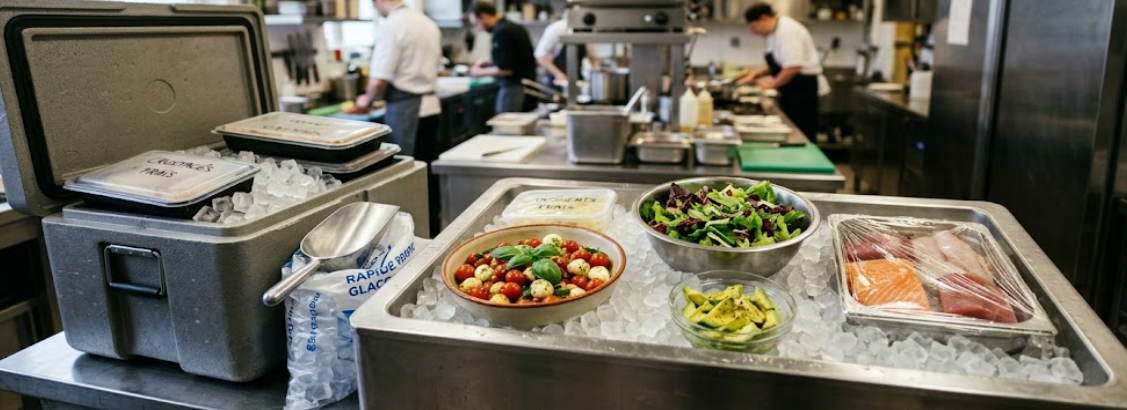 Conservation des aliments avec glace dans un bac isotherme