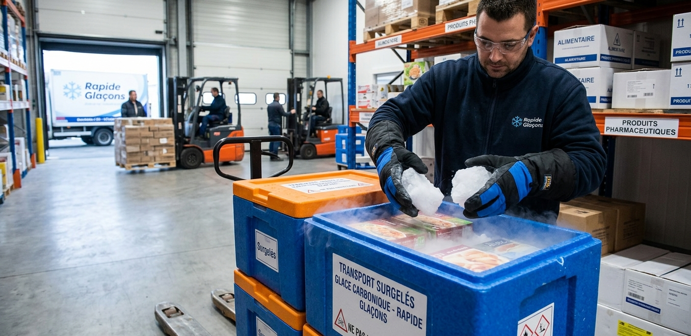 glace carbonique transport surgelés chaîne du froid professionnelle