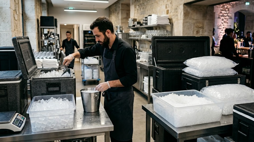 Gestion des glaçons pour réception traiteur