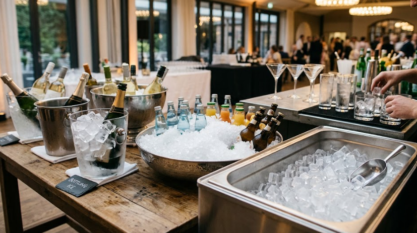 Boissons pour grande réception organisées avec glaçons